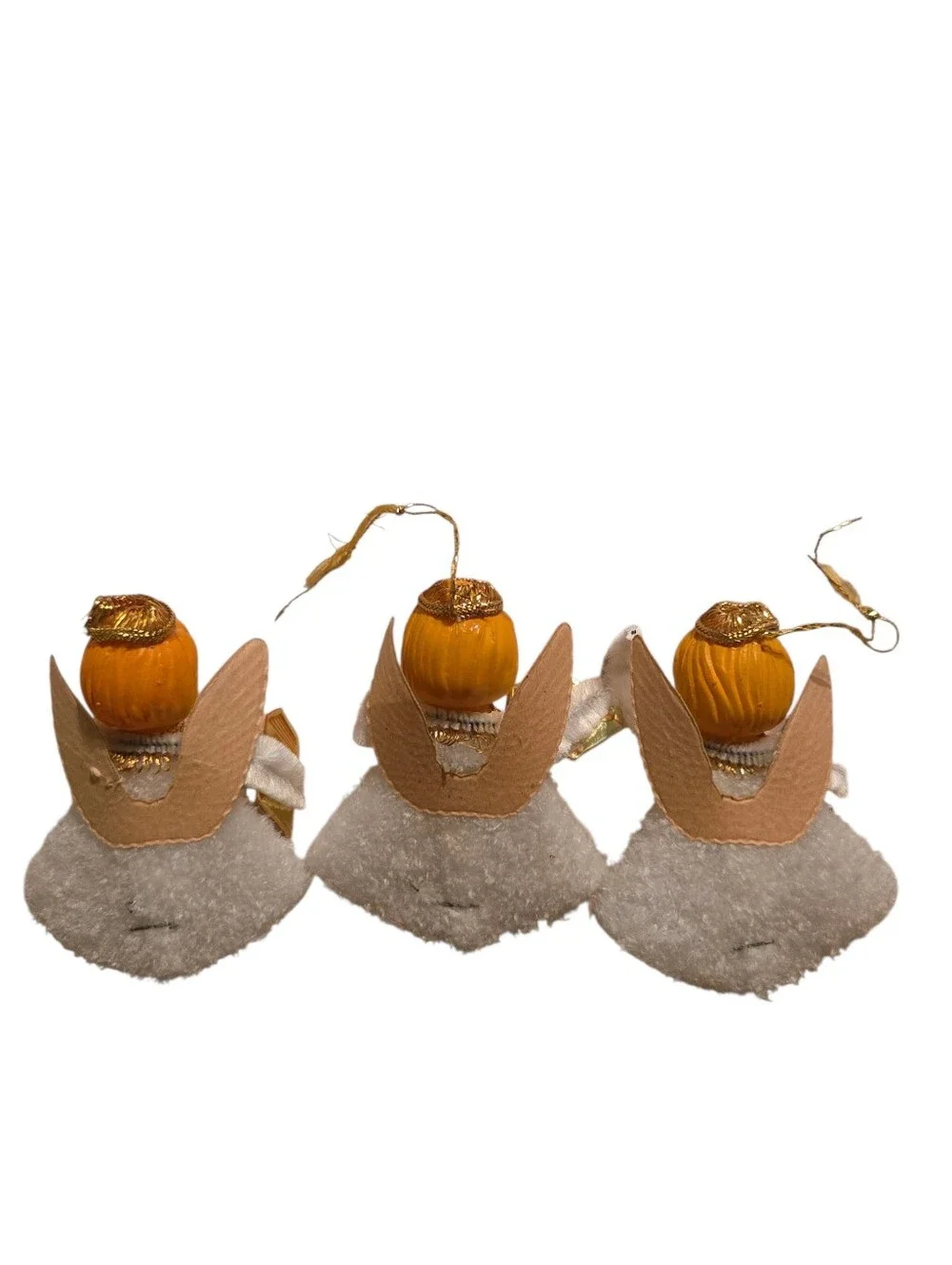 three mid-century retro kitsch vintage Christmas angel ornaments